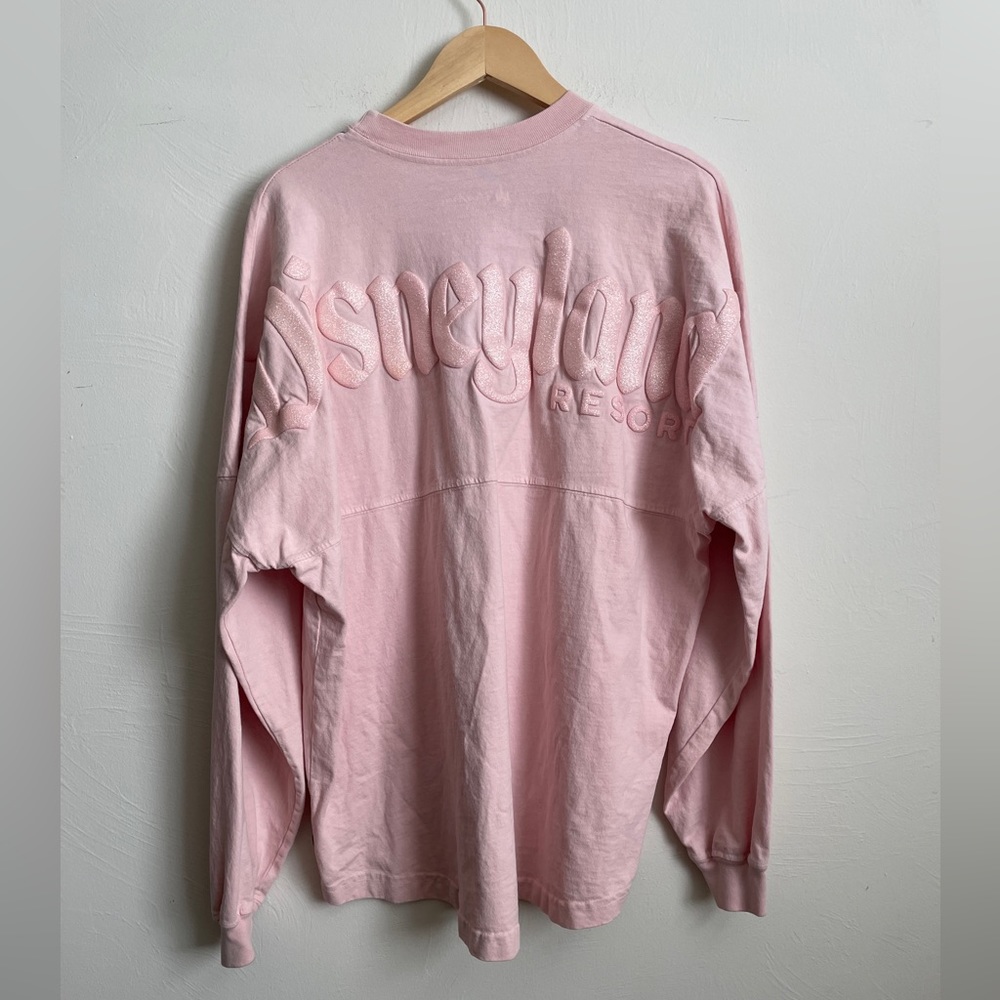 Disneyland Parks pink spirit jersey long sleeve glitter tee shirt / 100% cotton